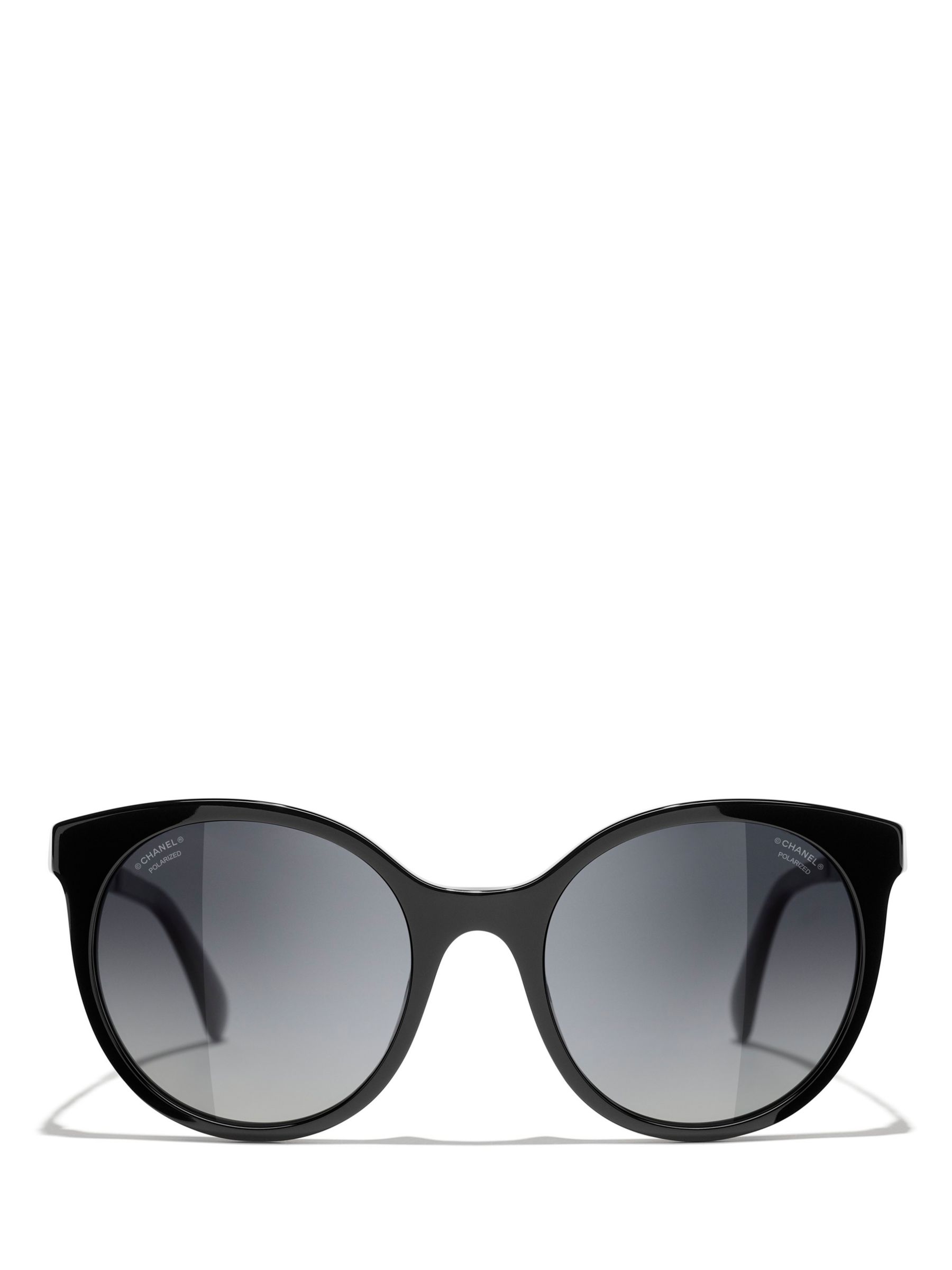 CHANEL Oval Sunglasses CH5440 Black/Grey Gradient at John Lewis & Partners