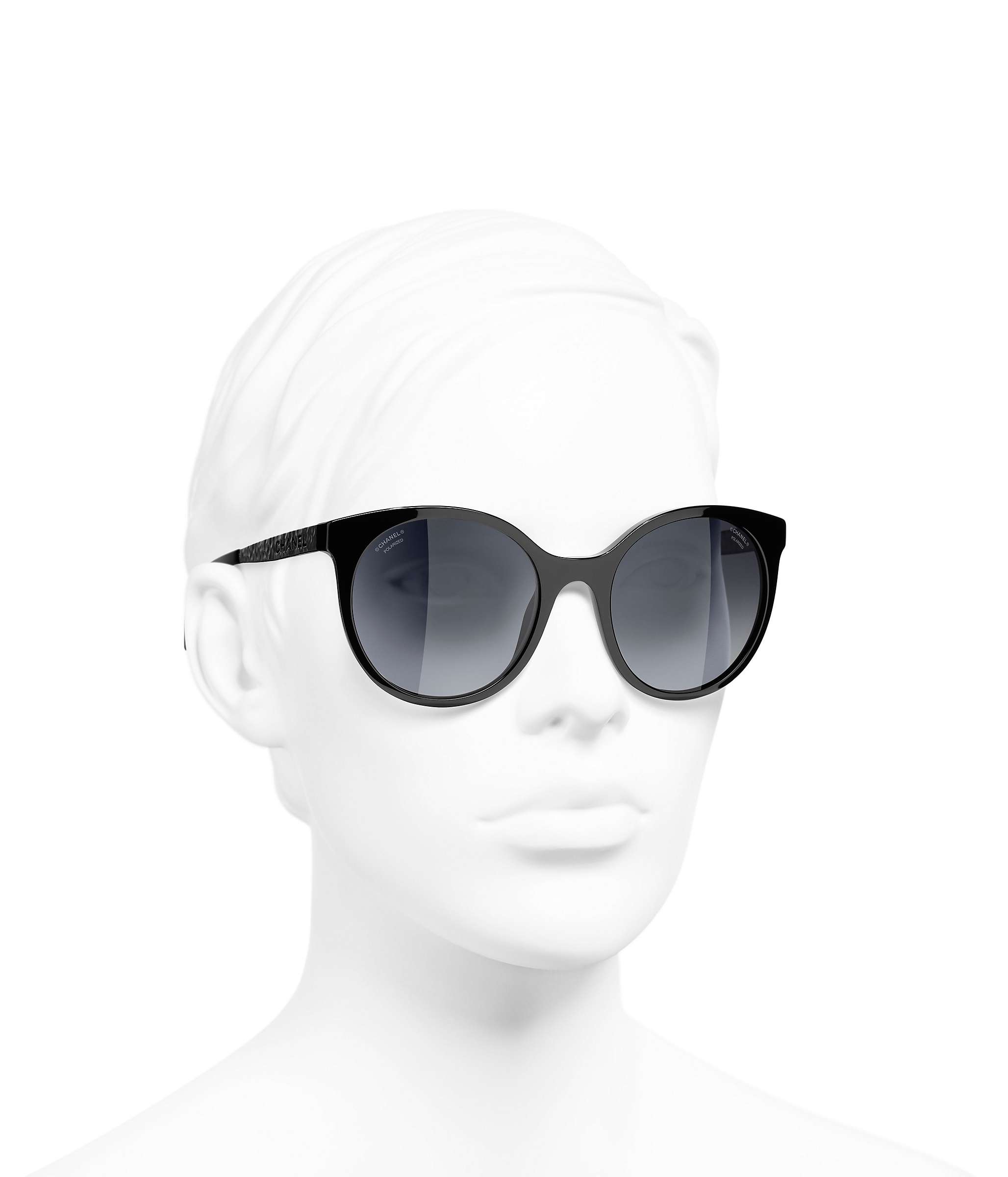 Buy CHANEL Oval Sunglasses CH5440 Black/Grey Gradient Online at johnlewis.com