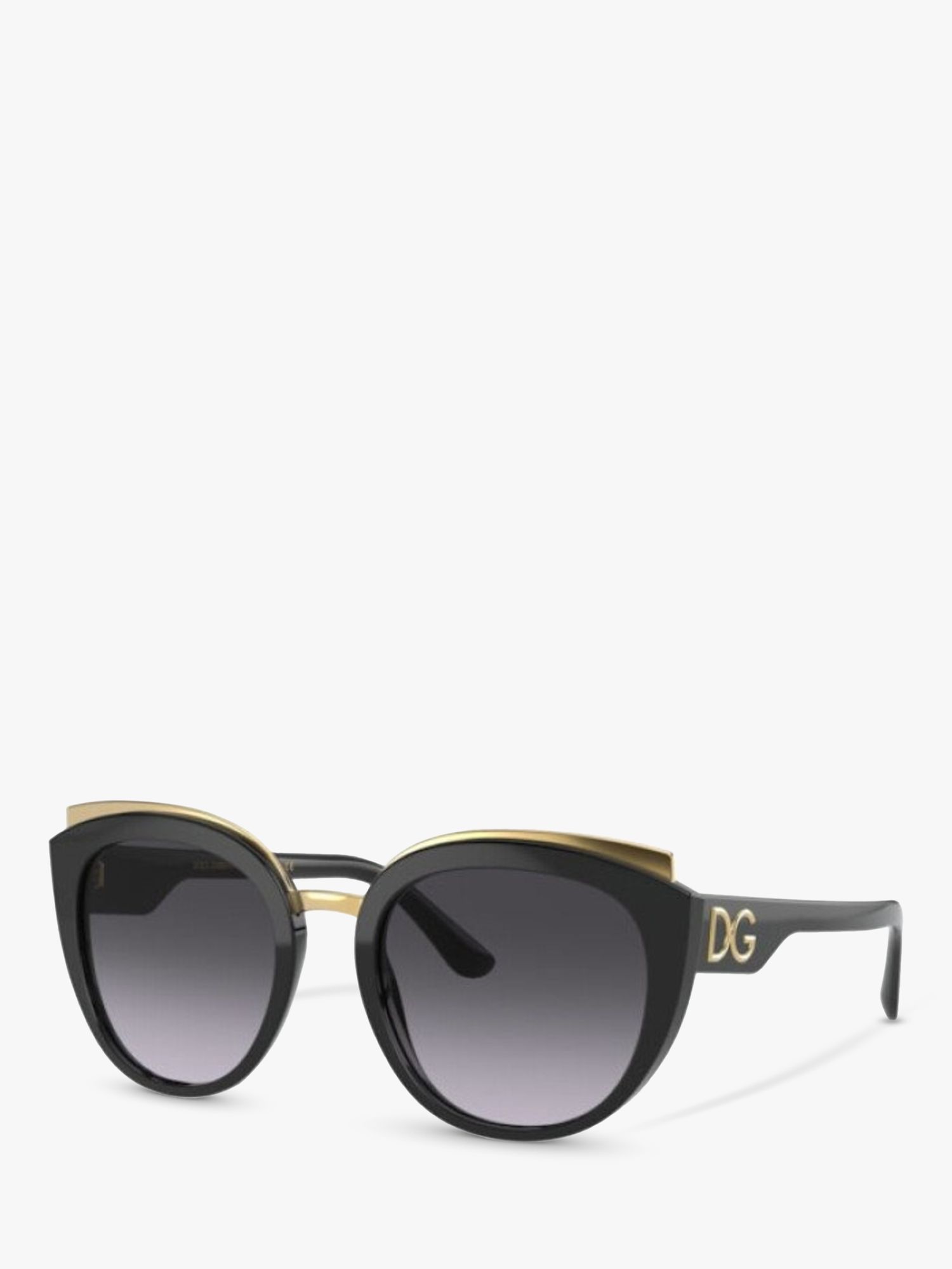 Dolce & Gabbana DG4383 Women's Butterfly Sunglasses, Black/Grey Gradient