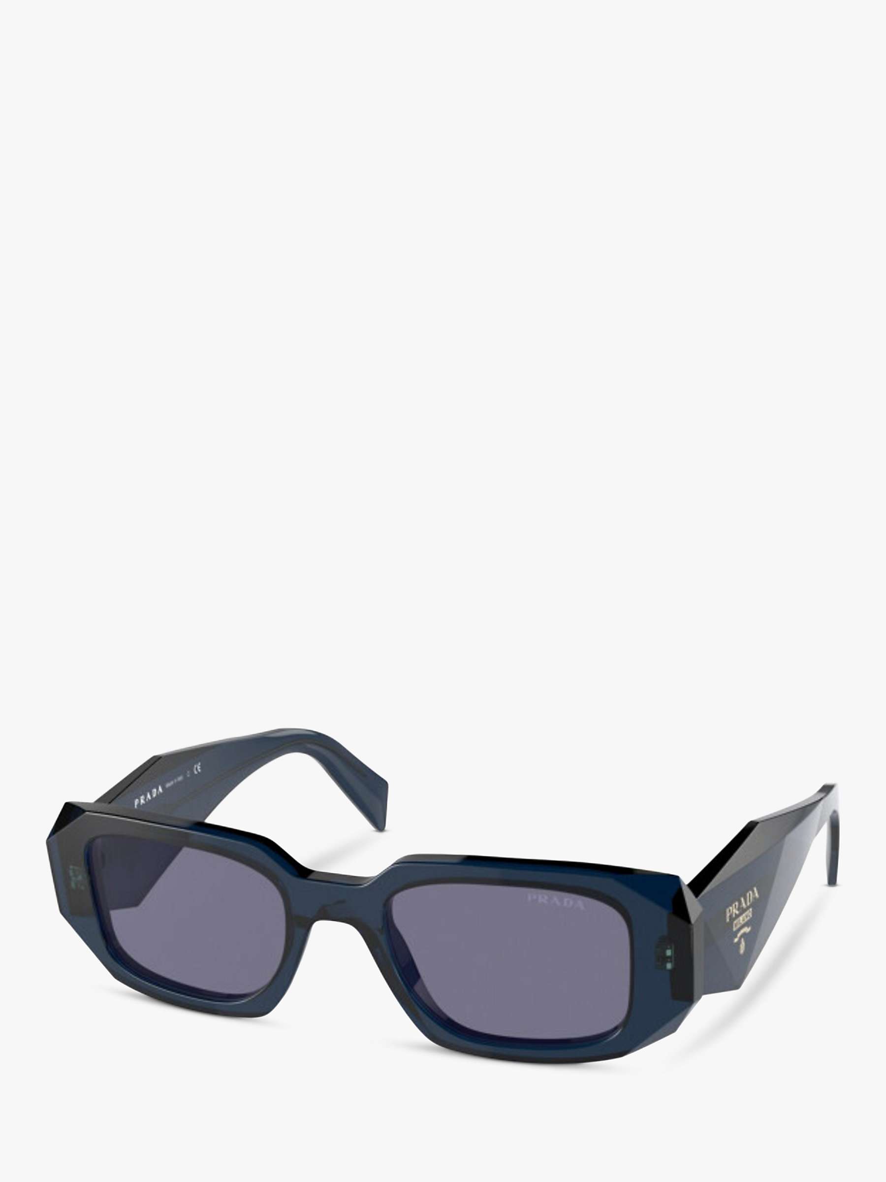 Prada PR 17WS Women's Rectangular Sunglasses, Blue Crystal/Blue at John