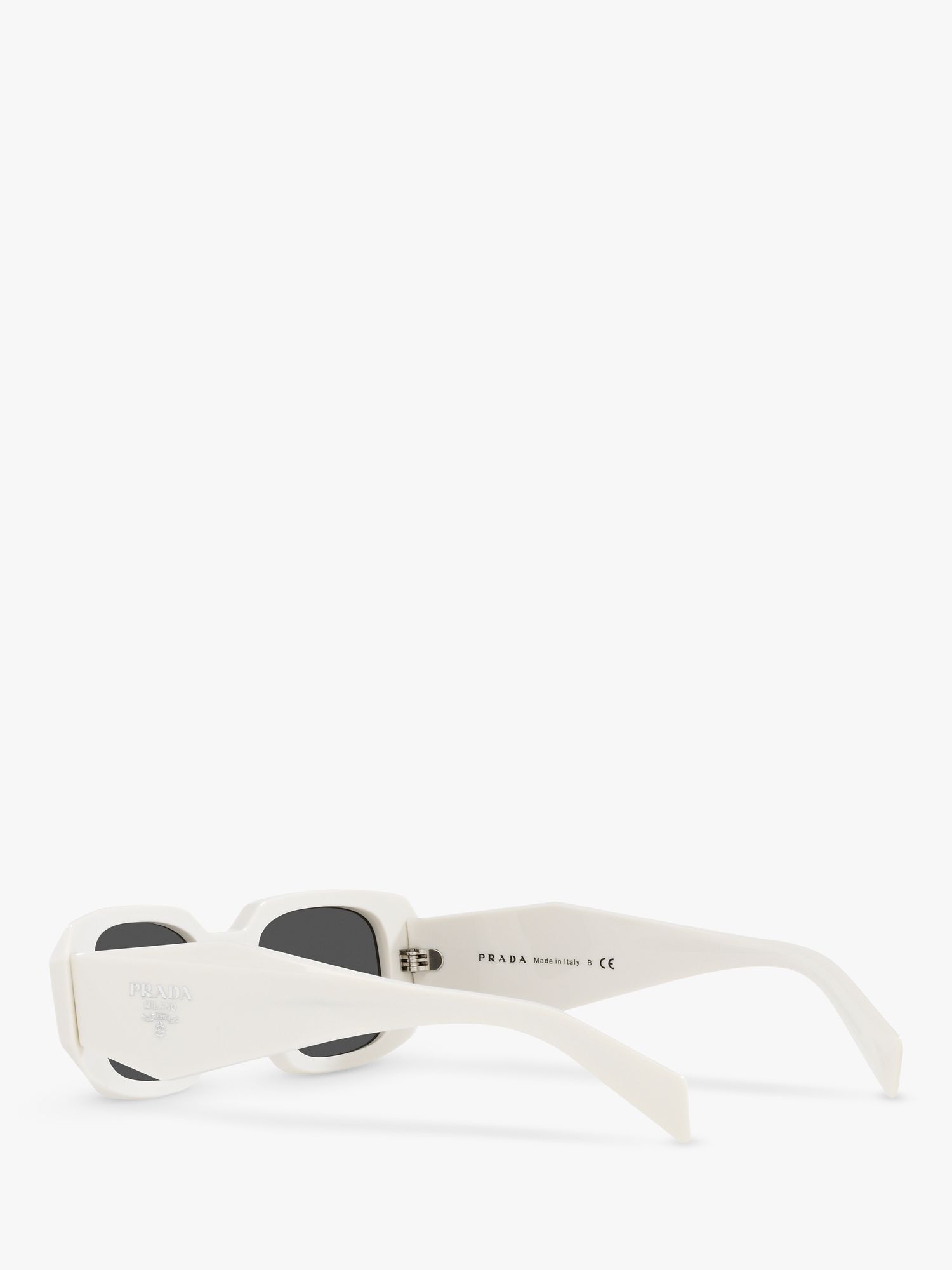 Prada PR17WS Women's Rectangular Sunglasses, White/Black