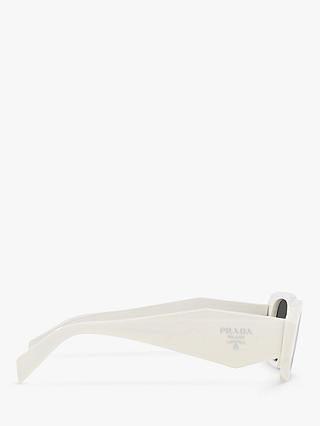 Prada PR17WS Women's Rectangular Sunglasses, White/Black