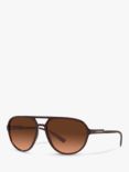 Dolce & Gabbana DG6150 Men's Aviator Sunglasses, Matte Brown/Brown Gradient