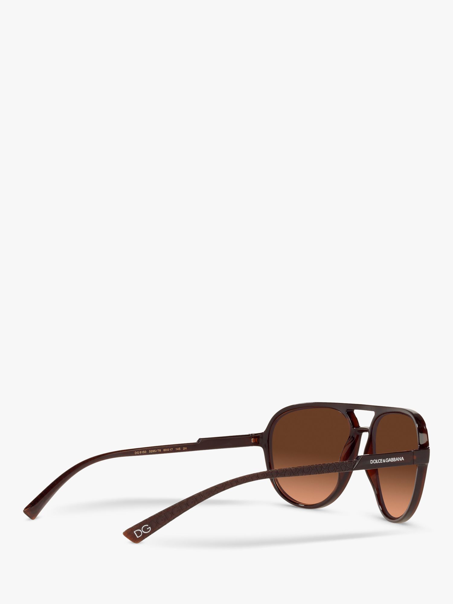 Dolce & Gabbana DG6150 Men's Aviator Sunglasses, Matte Brown/Brown ...