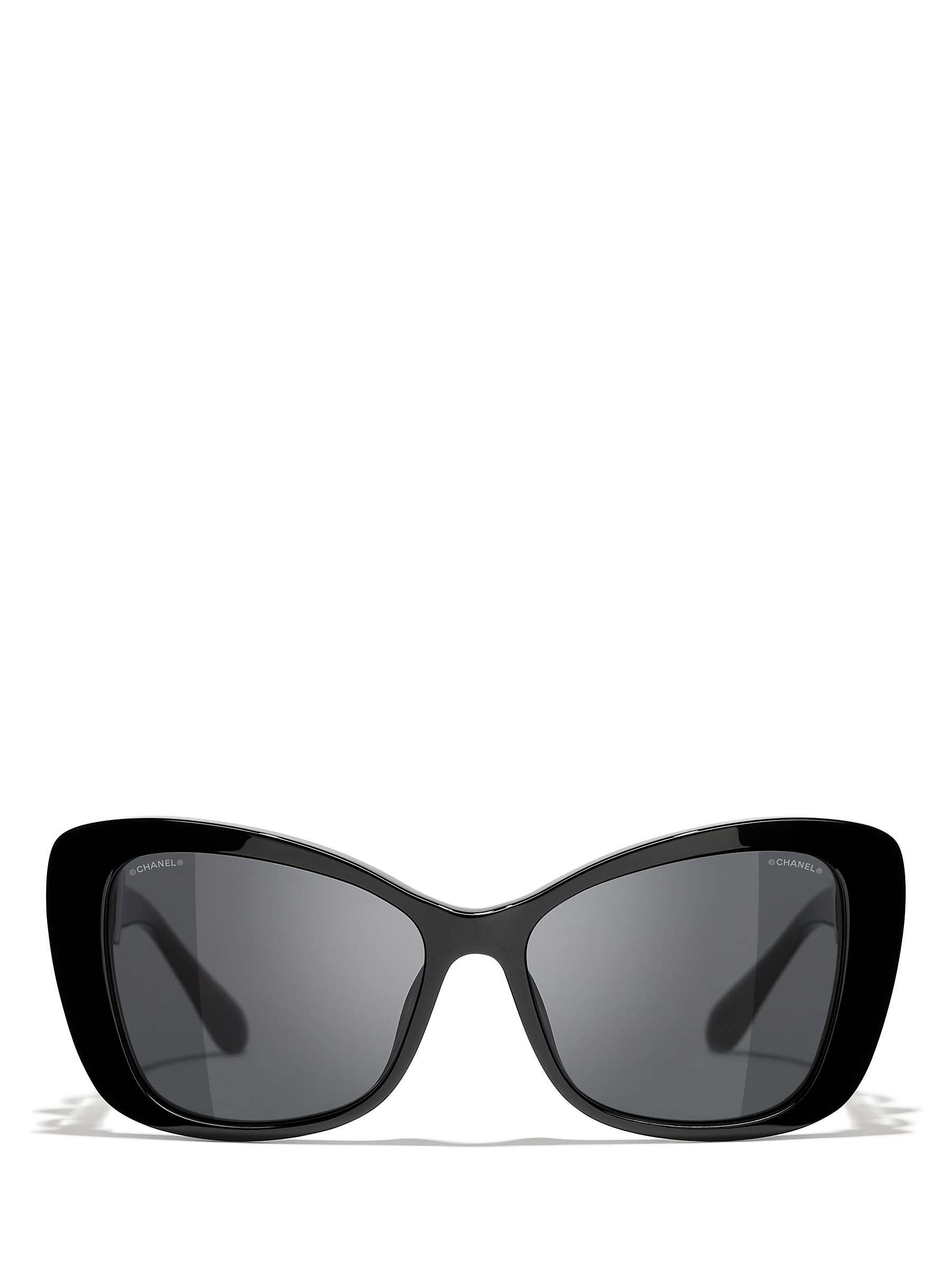 CHANEL Cat Eye Sunglasses CH5445H Black/Grey Gradient at John Lewis ...