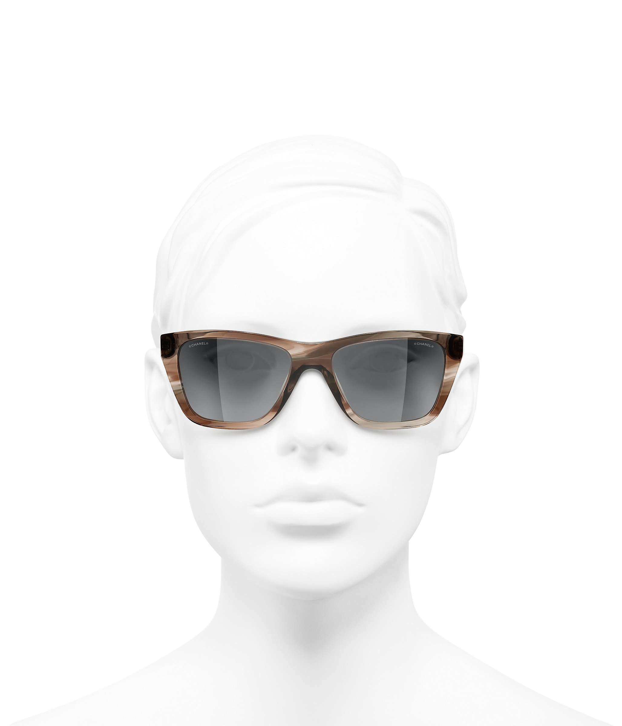 Buy CHANEL Rectangular Sunglasses CH5442 Striped Brown/Light Grey Online at johnlewis.com
