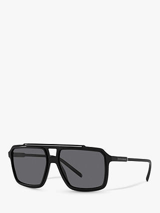 Dolce & Gabbana DG6147 Men's Polarised Square Sunglasses, Black/Grey at ...