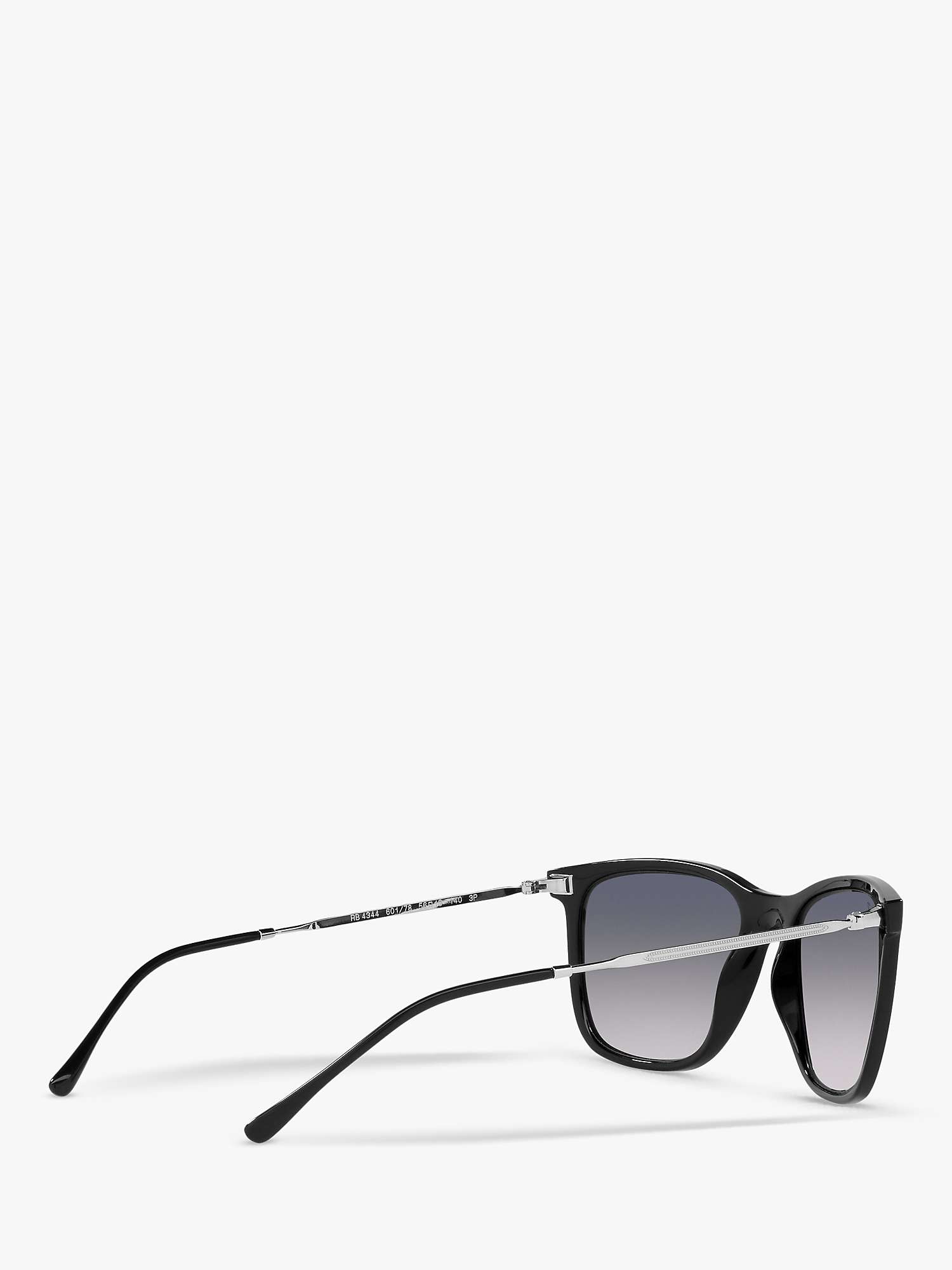 Buy Ray-Ban RB4344 Unisex Polarised Pillow Square Frame Sunglasses, Black/Silver/Grey Gradient Online at johnlewis.com