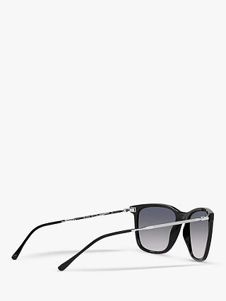 Ray-Ban RB4344 Unisex Polarised Pillow Square Frame Sunglasses, Black/Silver/Grey Gradient