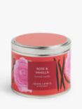 John Lewis Rose & Vanilla Tin Scented Candle, 225g