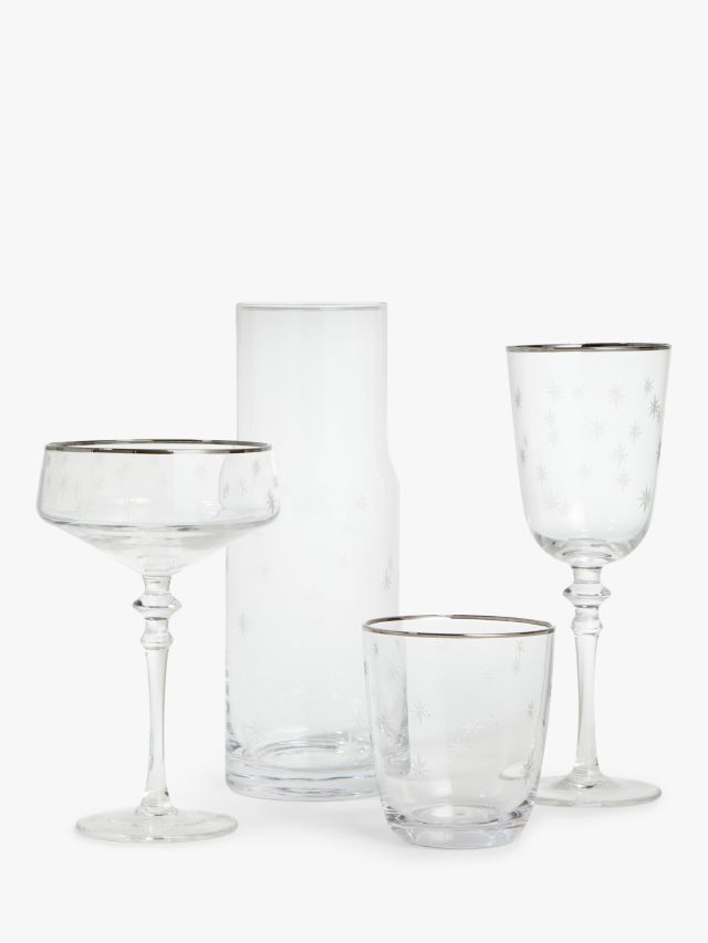 2-7 Pc Wine Glass Elegant Etched Clear Crystal Floral Motif by