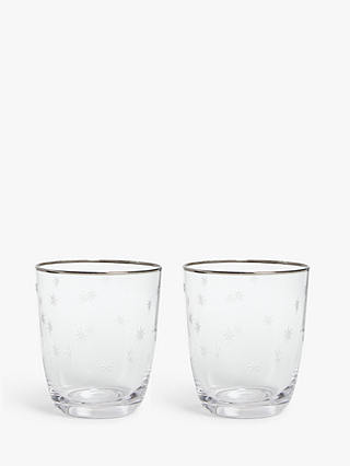 John Lewis Star Etched Glass Small Tumbler, Set of 2, 180ml, Clear/Silver
