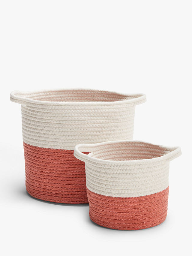 John Lewis ANYDAY Cotton Rope Storage Baskets, Set of 2, Orange
