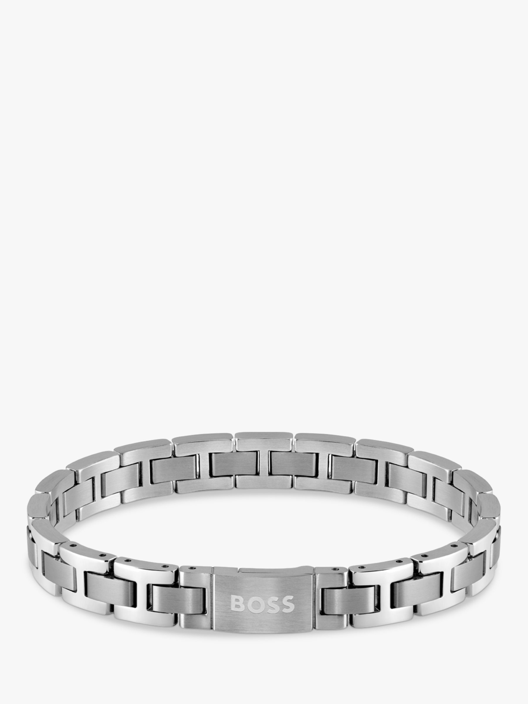 BOSS Men's Logo H-Link Bracelet, Silver at John Lewis & Partners