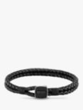 BOSS Men's Braided Leather Bracelet, Black