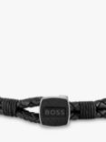 BOSS Men's Braided Leather Bracelet, Black