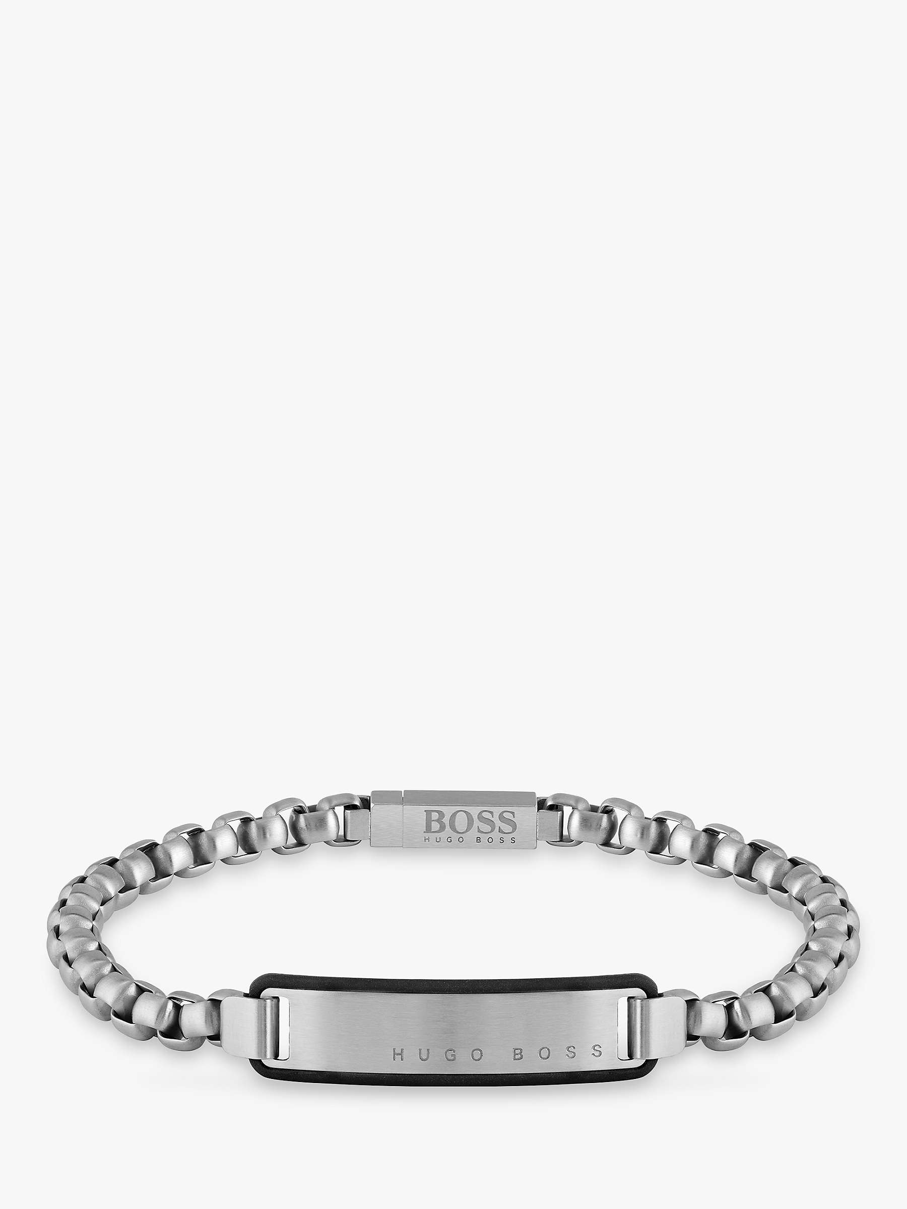 Buy BOSS Men's Logo Chain Bracelet, Silver Online at johnlewis.com