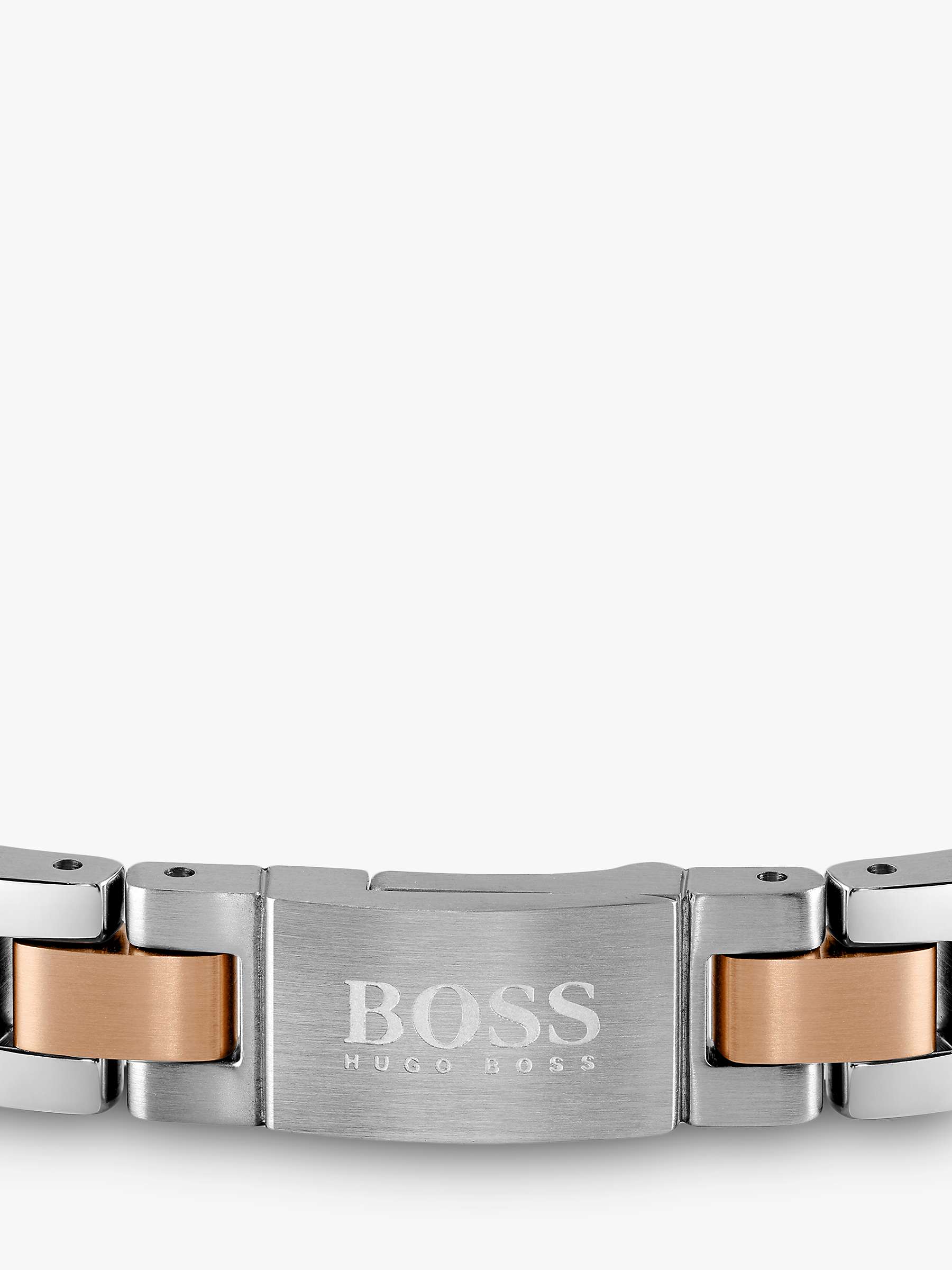 Buy BOSS Men's H-Link Logo Bracelet, Silver/Rose Gold Online at johnlewis.com