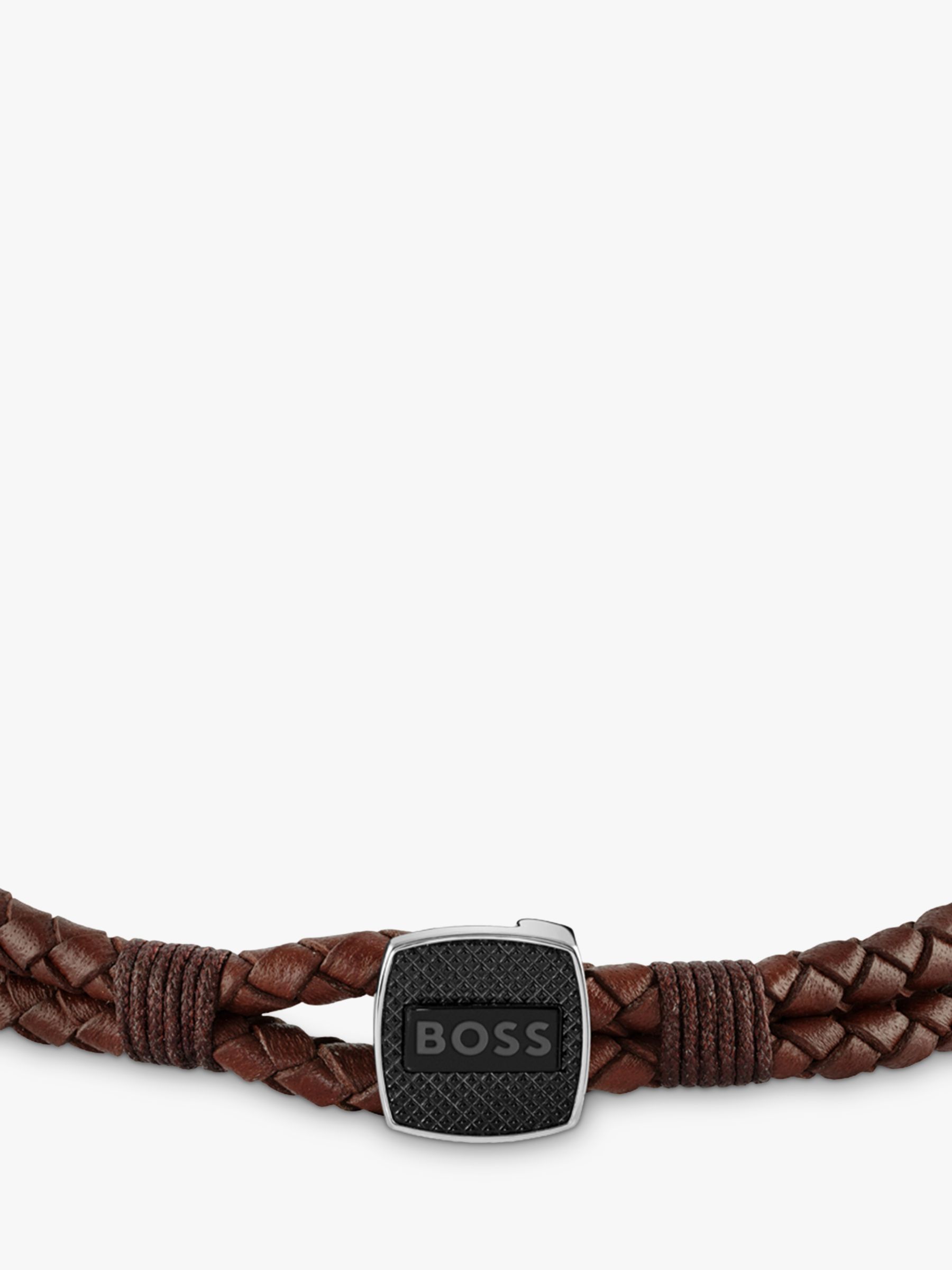 Buy BOSS Men's Braided Leather Bracelet Online at johnlewis.com