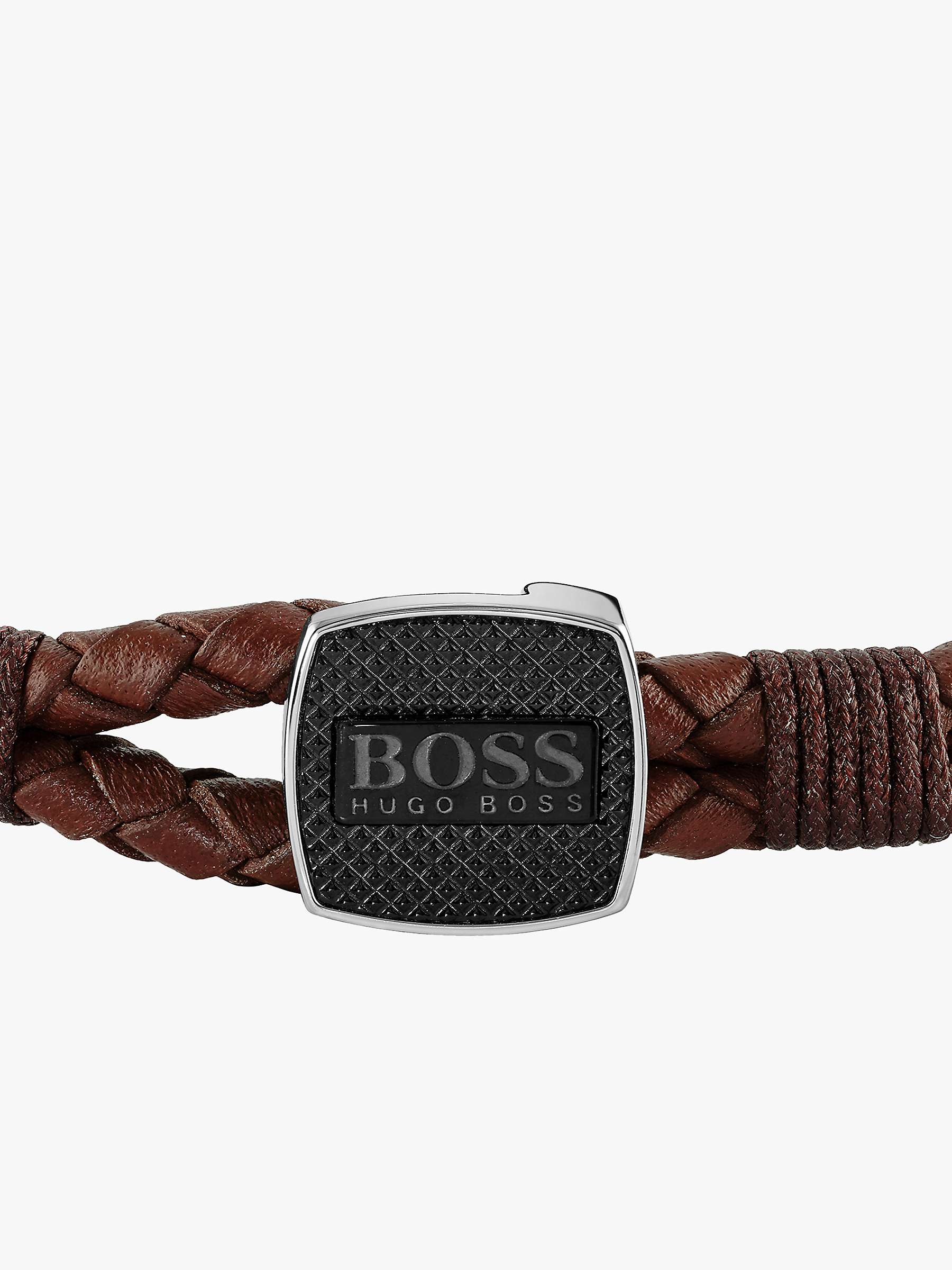 Buy BOSS Men's Braided Leather Bracelet Online at johnlewis.com