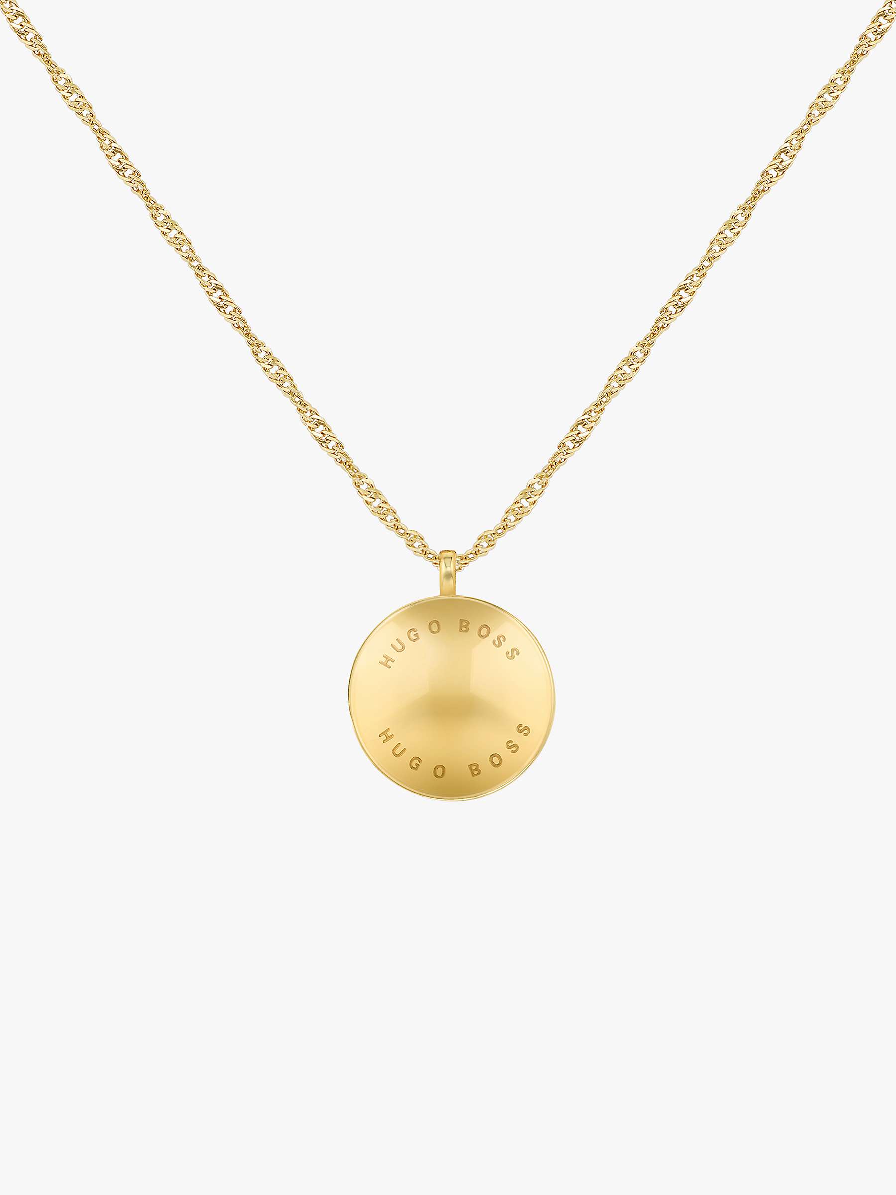 Buy BOSS Round Pendant Necklace, Gold Online at johnlewis.com