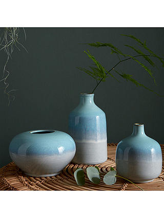 Denby Quartz Jade Bottle Vase, H20cm, Green