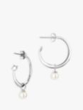 Claudia Bradby Sun Detail Freshwater Pearl Hoop Earrings, Silver