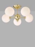 John Lewis Satellite 5 Arm Semi Flush Ceiling Light, Satin Brass