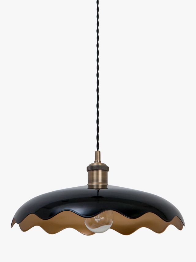 John Lewis Sinamay Ceiling Light, Black/Antique Brass