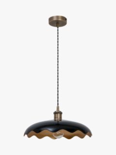 John Lewis Sinamay Ceiling Light, Black/Antique Brass