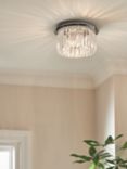 John Lewis Gleam Crystal Flush Bathroom Ceiling Light, Clear/Polished Chrome