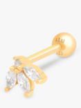 Astrid & Miyu Navette Fan Cubic Zirconia Barbell Single Stud Earring, Gold