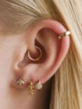 Astrid & Miyu Navette Fan Cubic Zirconia Barbell Single Stud Earring, Gold