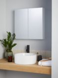 John Lewis & Partners White Gloss Double Mirrored Bathroom Cabinet