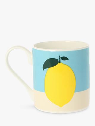 EAST END PRINTS Lemon Mug, 300ml, Yellow/Blue