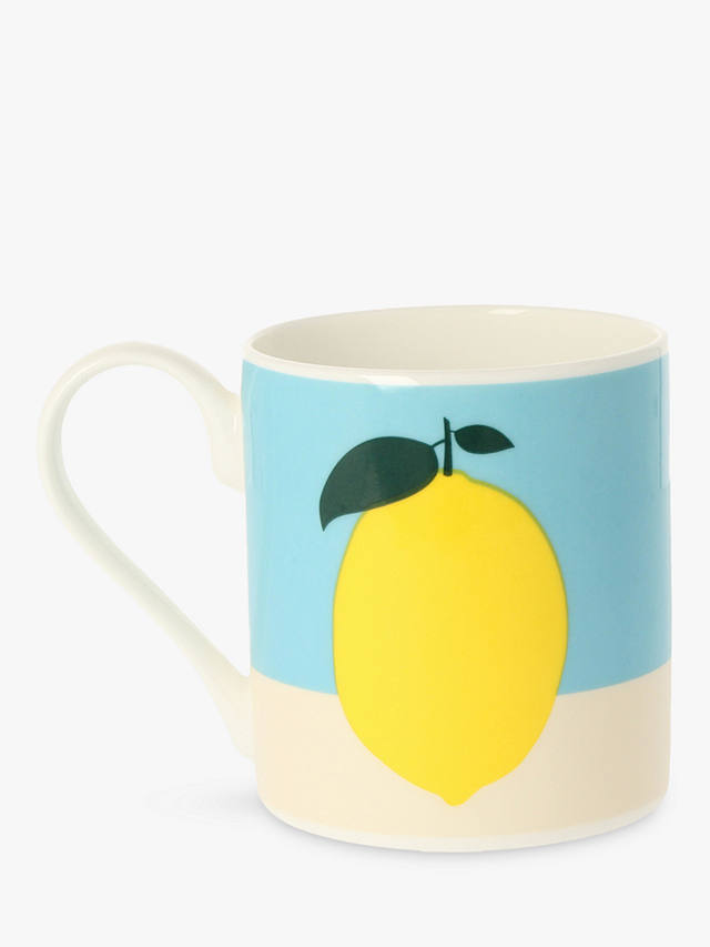 EAST END PRINTS Lemon Mug, 300ml, Yellow/Blue