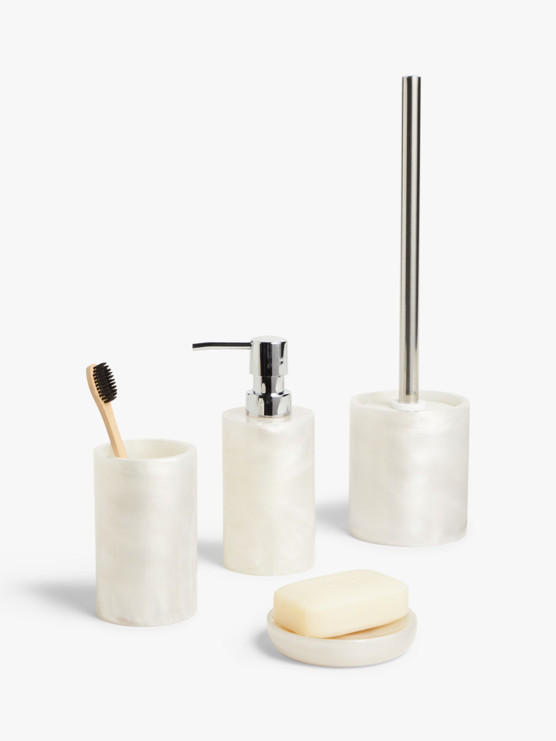 John Lewis New John Lewis Bathroom Accessory Set Soap Dispenser Toothbrush Holder Bamboo 