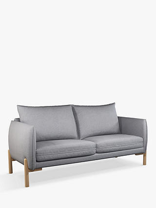 John Lewis Pillow Large 3 Seater Sofa, Light Leg, Brushed Tweed Grey