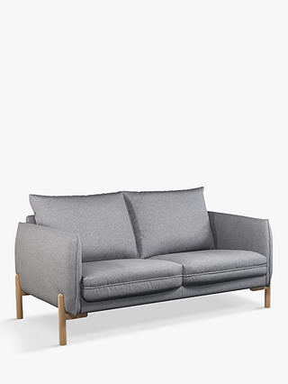 John Lewis Pillow Small 2 Seater Sofa, Light Leg, Brushed Tweed Grey
