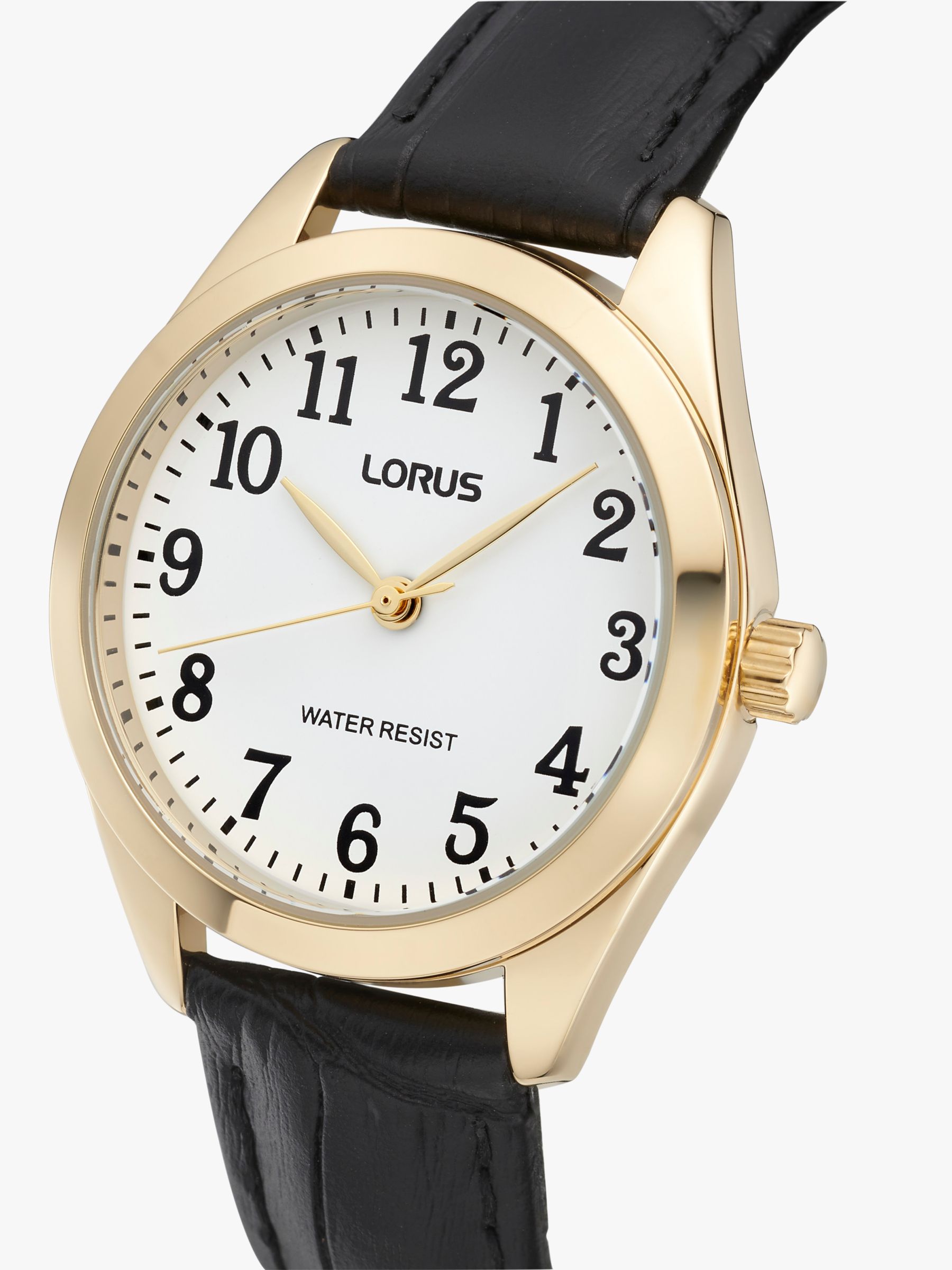 Lorus Women's Leather Strap Watch, Black/White RG238TX9 at John Lewis ...