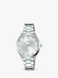 Lorus RG201RX9 Women's Crystal Bracelet Strap Watch, Silver/White