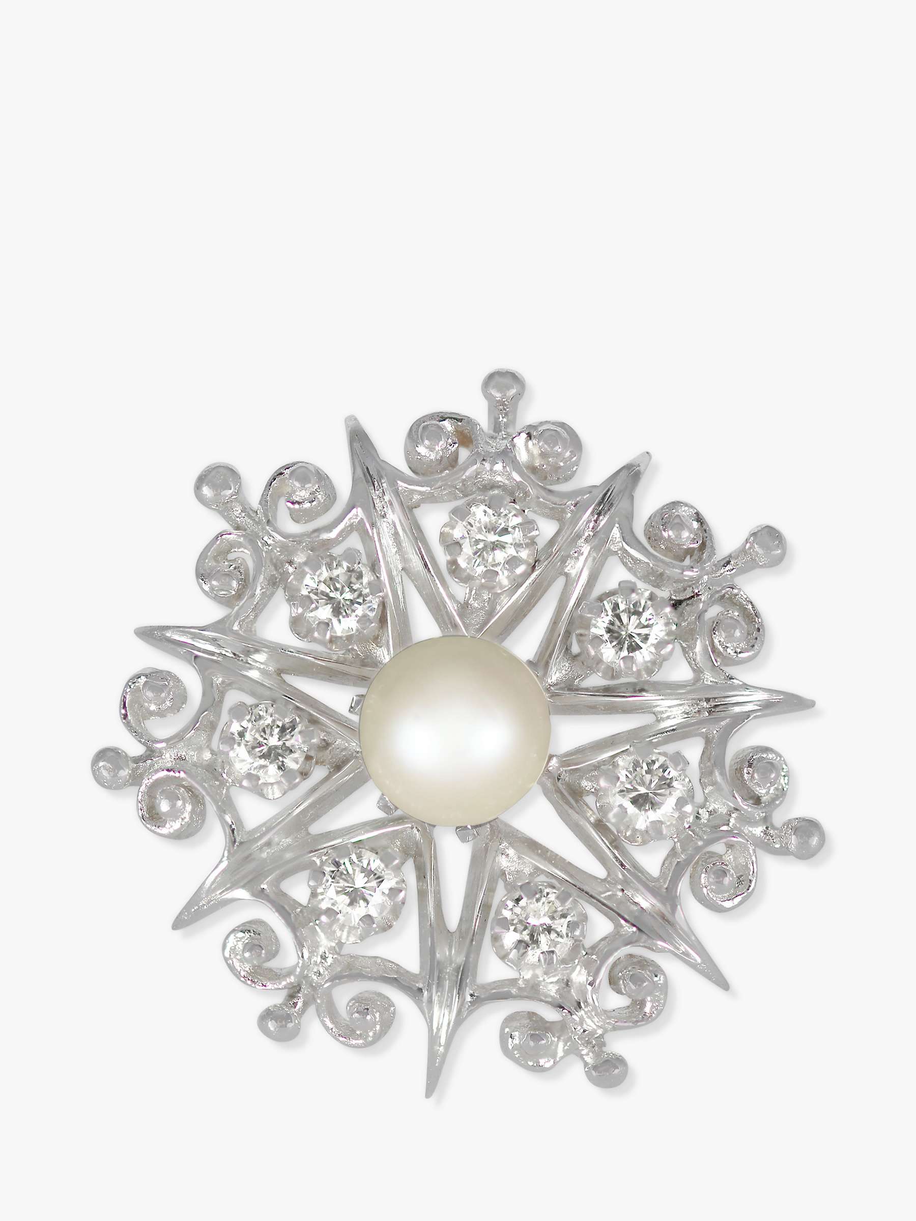 Buy Kojis 14ct White Gold Diamond and Pearl Second Hand Brooch Online at johnlewis.com