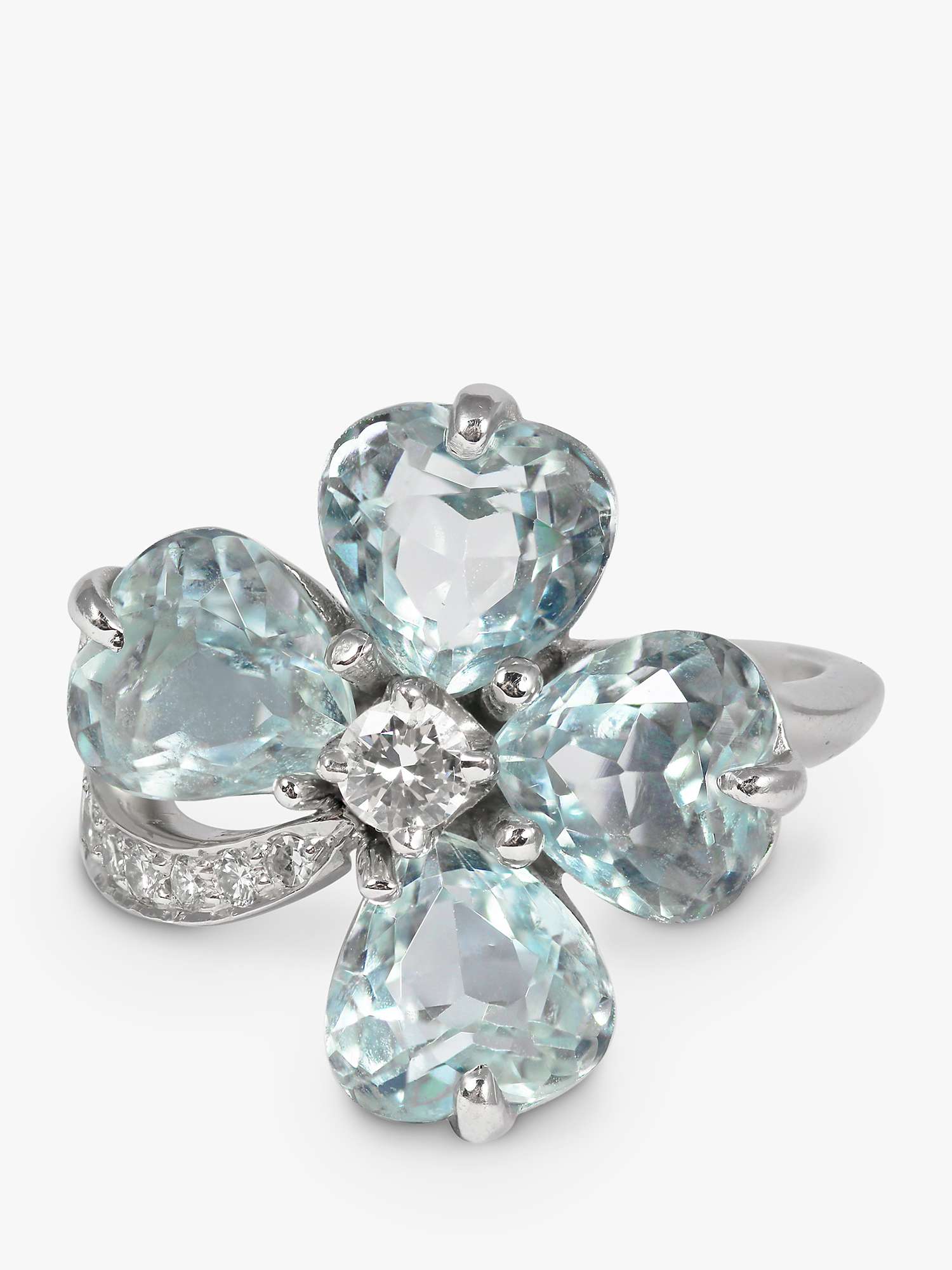 Buy Kojis 14ct White Gold Diamond and Aquamarine Second Hand Four Leaf Clover Ring Online at johnlewis.com