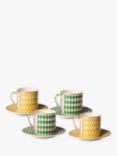 pols potten Chess Espresso Cups, Set of 4, 100ml, Green/Yellow