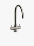 John Lewis Swoop 2 Lever Pull-Out Kitchen Tap, Brushed Nickel