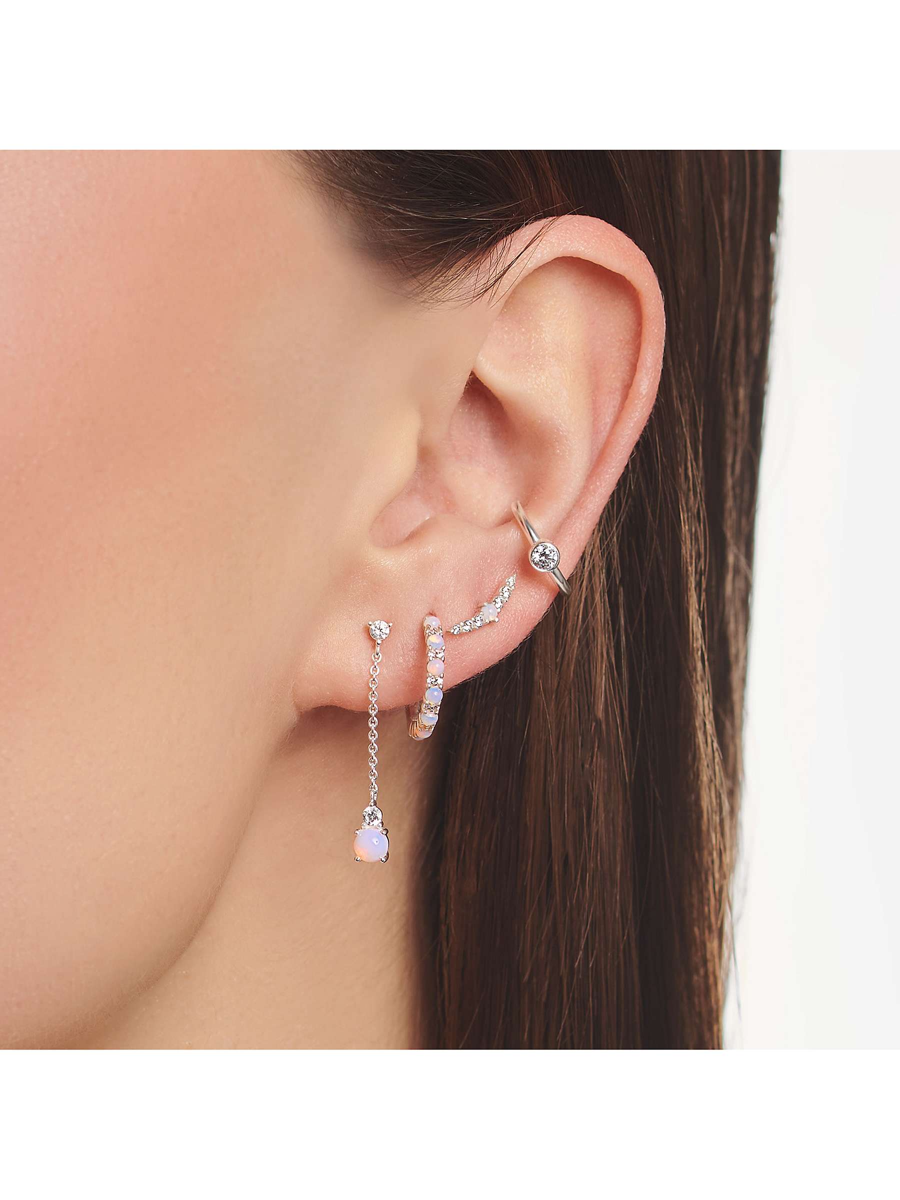 Buy THOMAS SABO True Romance Cubic Zirconia & Glass Single Ear Hoop Earring, Silver Online at johnlewis.com
