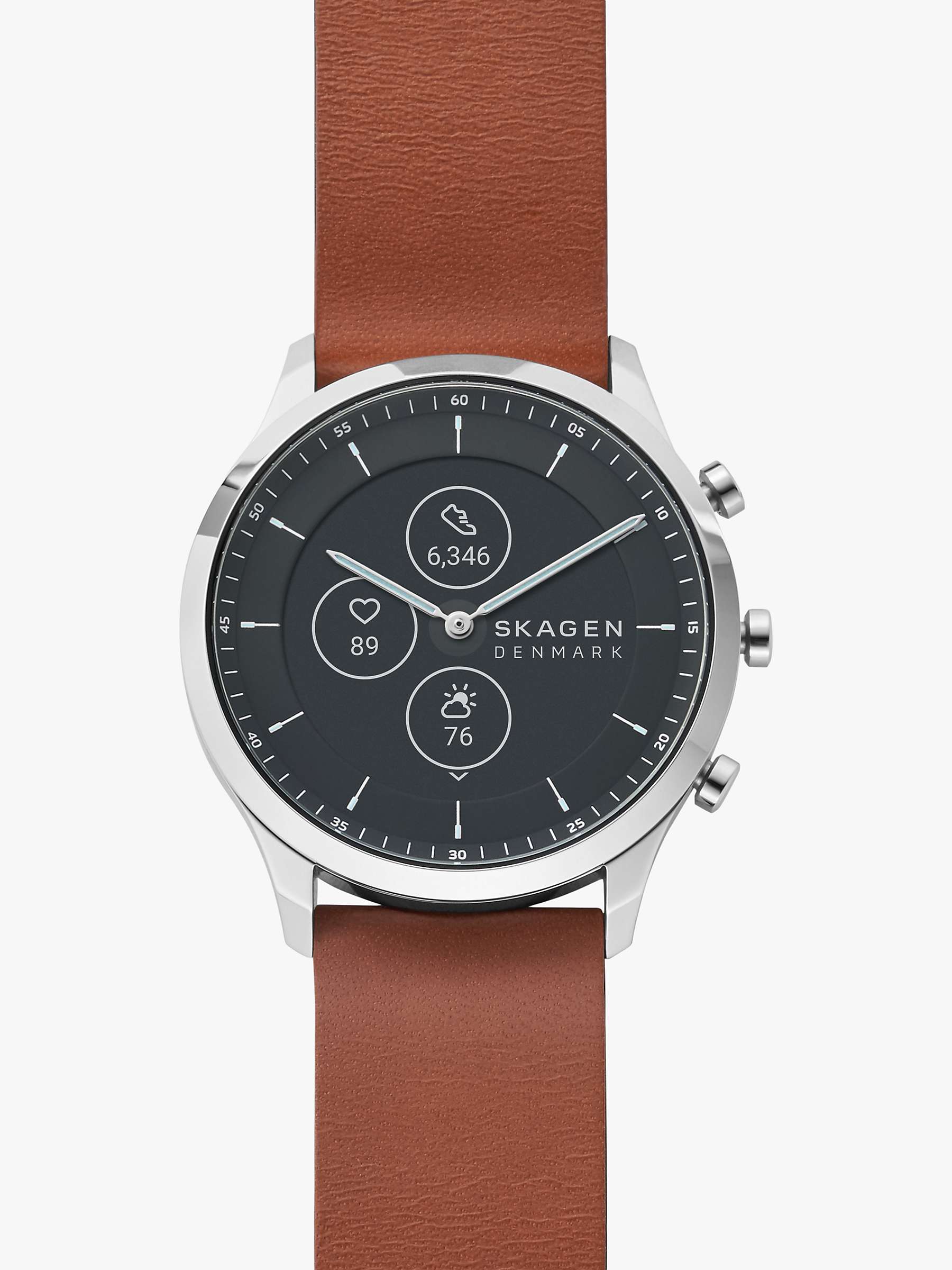 Buy Skagen SKT3000 Men's Leather Strap Smartwatch, Tan/Black Online at johnlewis.com