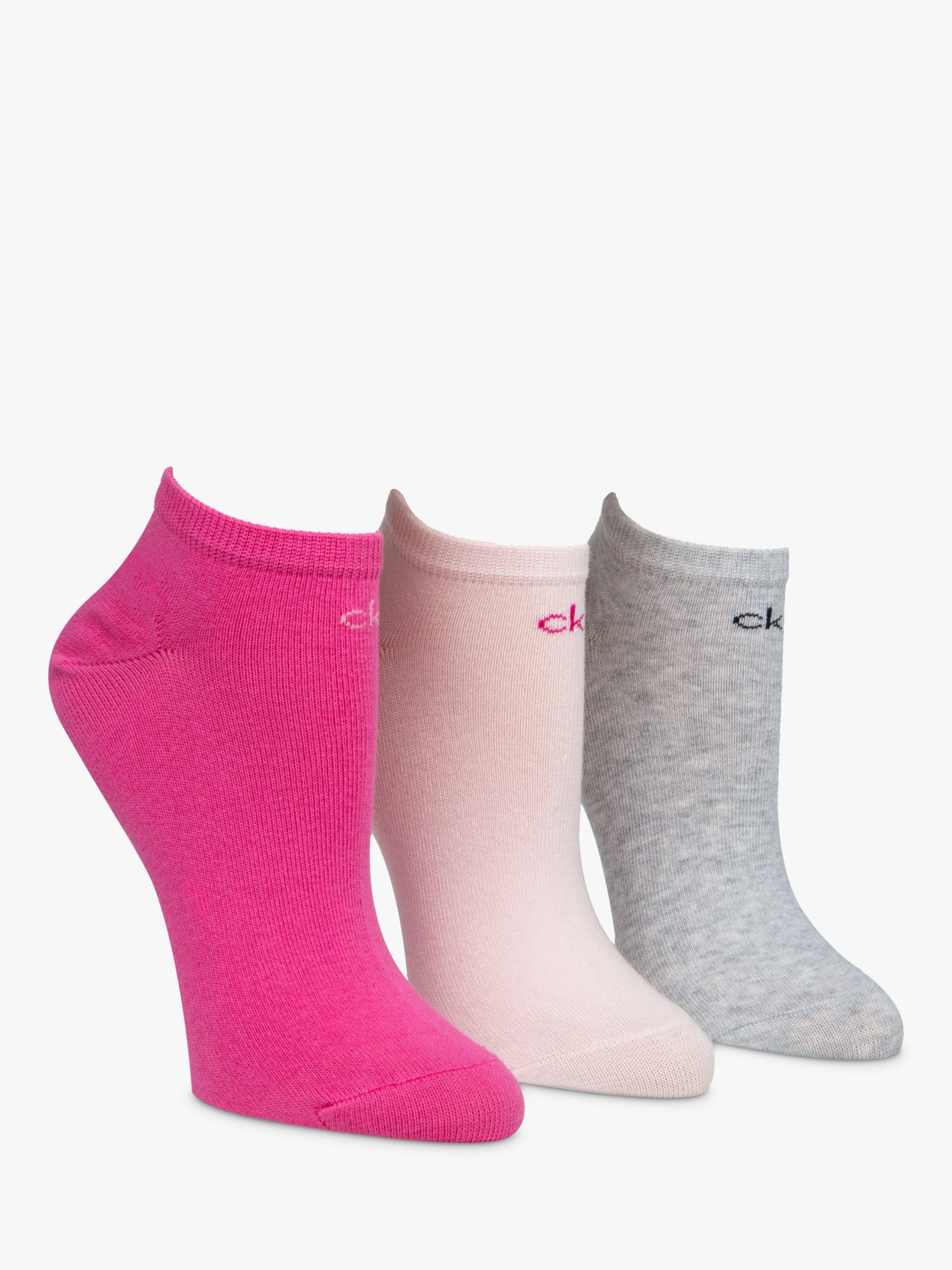 Calvin Klein Chloe Liner Socks, Pack of 3, Pink/Multi at John Lewis ...