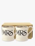 Emma Bridgewater Black Toast Mrs & Mrs Mugs, Set of 2, 310ml, Black/White