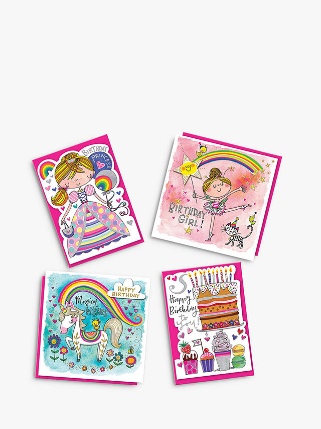 Rachel Ellen Pink Children's Birthday Cards, Pack of 4